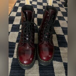 Dr. Martens burgundy platform boots